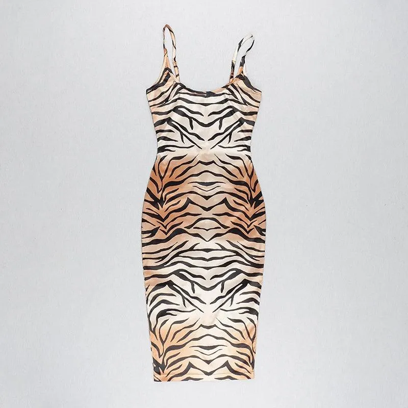 KittenAlarm - Cree Tiger Stripe Midi Dress