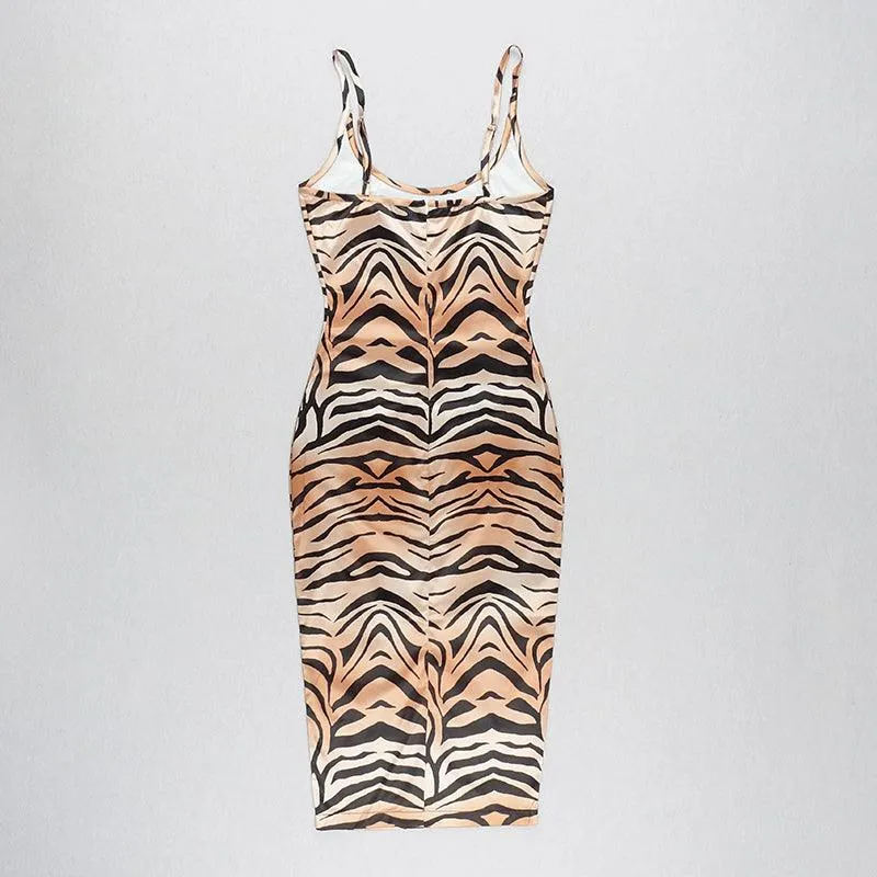 KittenAlarm - Cree Tiger Stripe Midi Dress