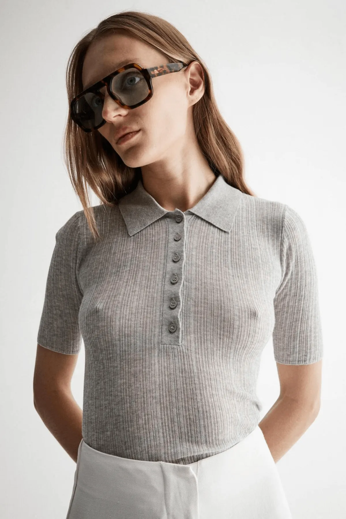 KONA KNIT TOP LIGHT GREY