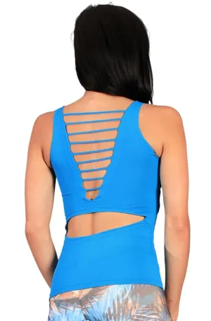 Last Chance! Equilibrium Active Wear Surprise Tank Top  LT1056 Light Blue