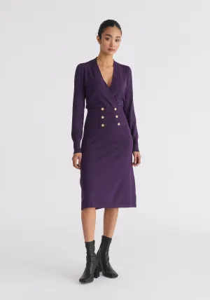 Long Sleeve Knitted Button Wrap Dress