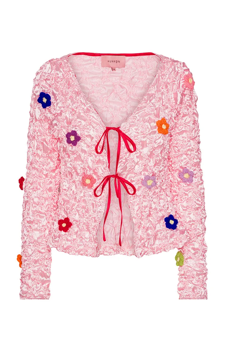 Lyria Popcorn Cardigan - Pink