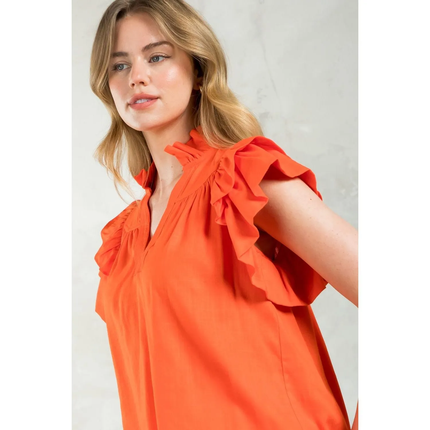 Marley Flutter Sleeve V-Neck THML Top -SALE