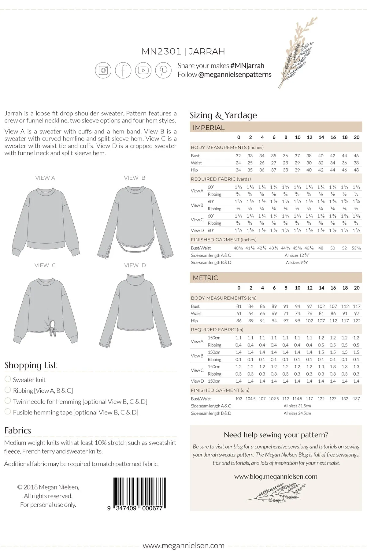 Megan Nielsen - Jarrah Sweater