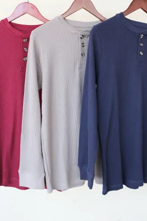 Men's 3 Button Henley Top - 3 Colors