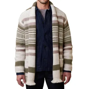 Men's Vintage Striped Patchwork Collarless Cardigan 84647265Y