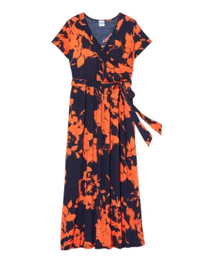 Miami Wrap Maxi Dress | Navy / Orange