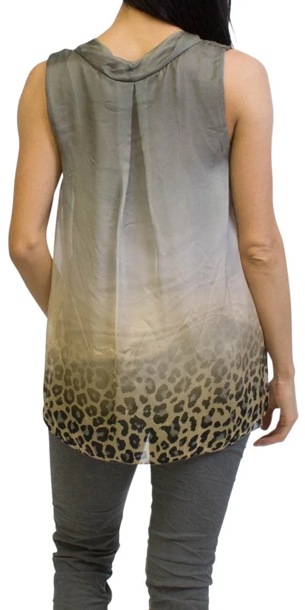 MICAELA LEOPARD SILK TOP