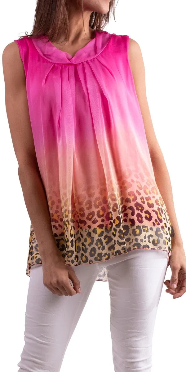 MICAELA LEOPARD SILK TOP