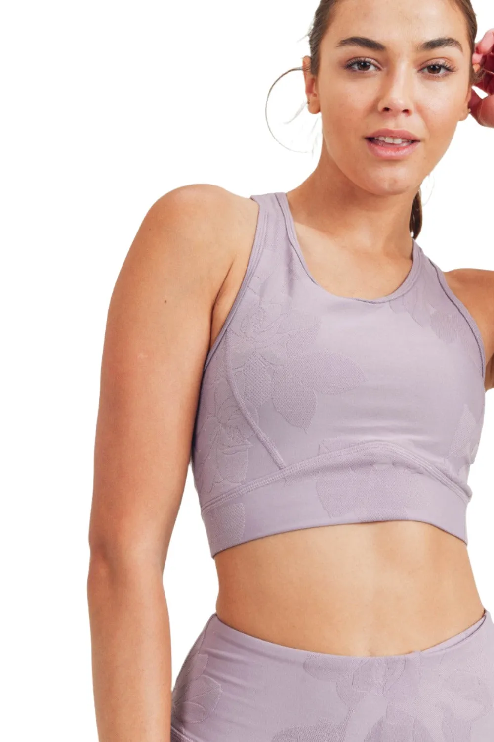 Mono B Textured Flower Jacquard TACTEL® Sports Bra AT8077