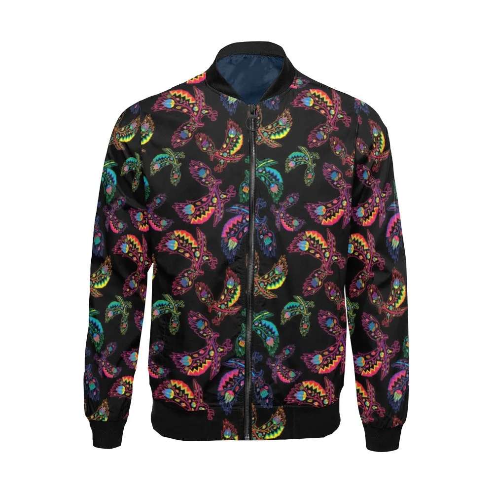 Neon Floral Eagles Bomber Jacket for Men