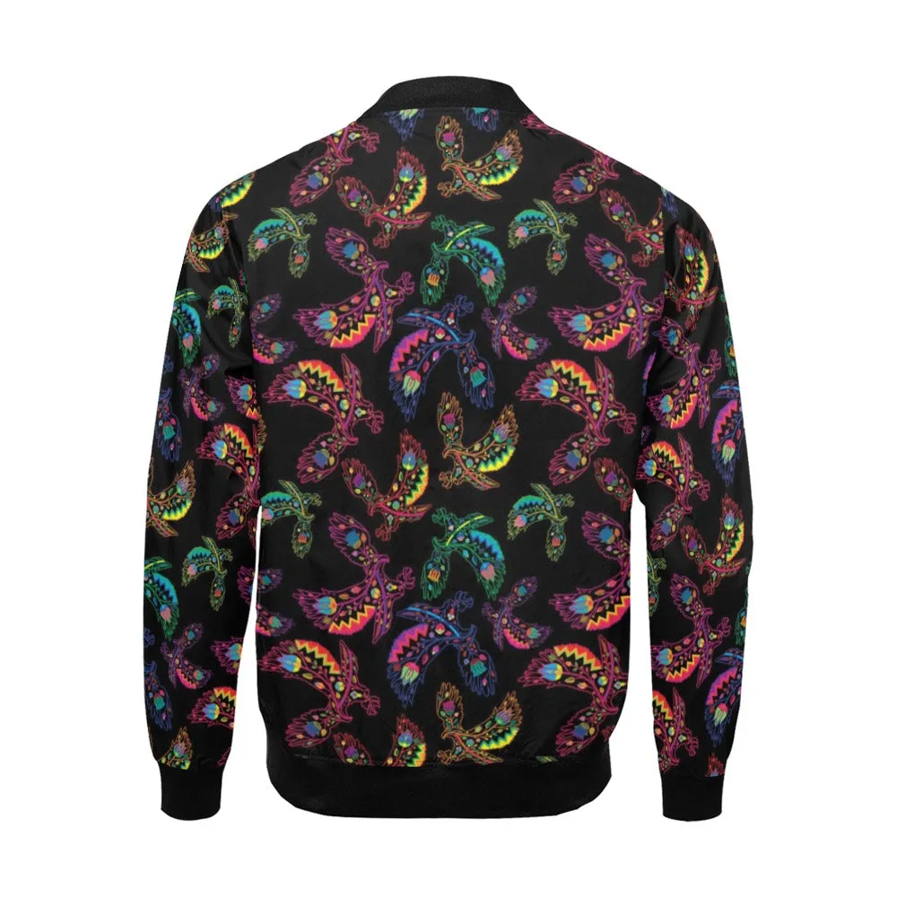 Neon Floral Eagles Bomber Jacket for Men