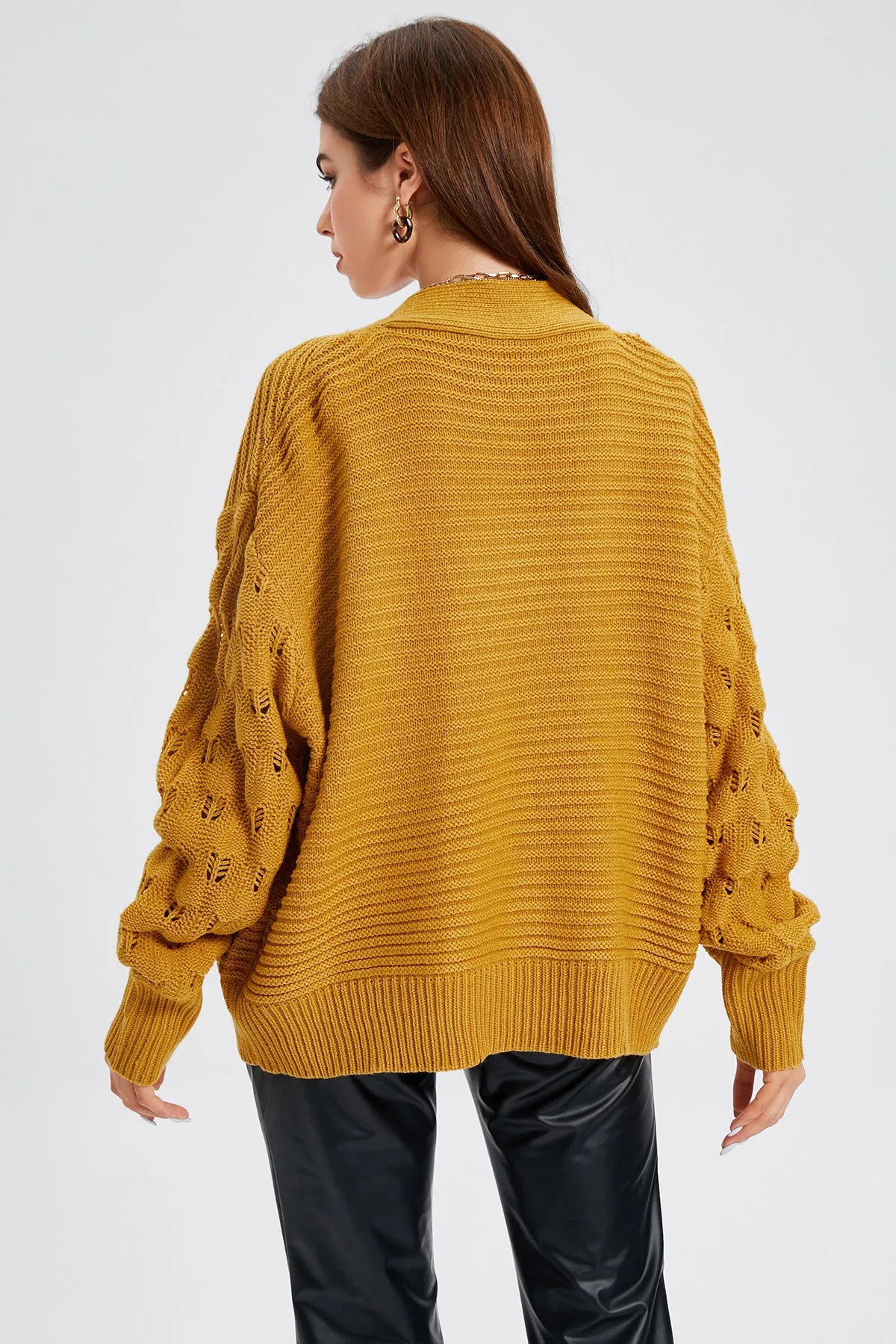 OL Hollow Out Drop Shoulder Cardigan