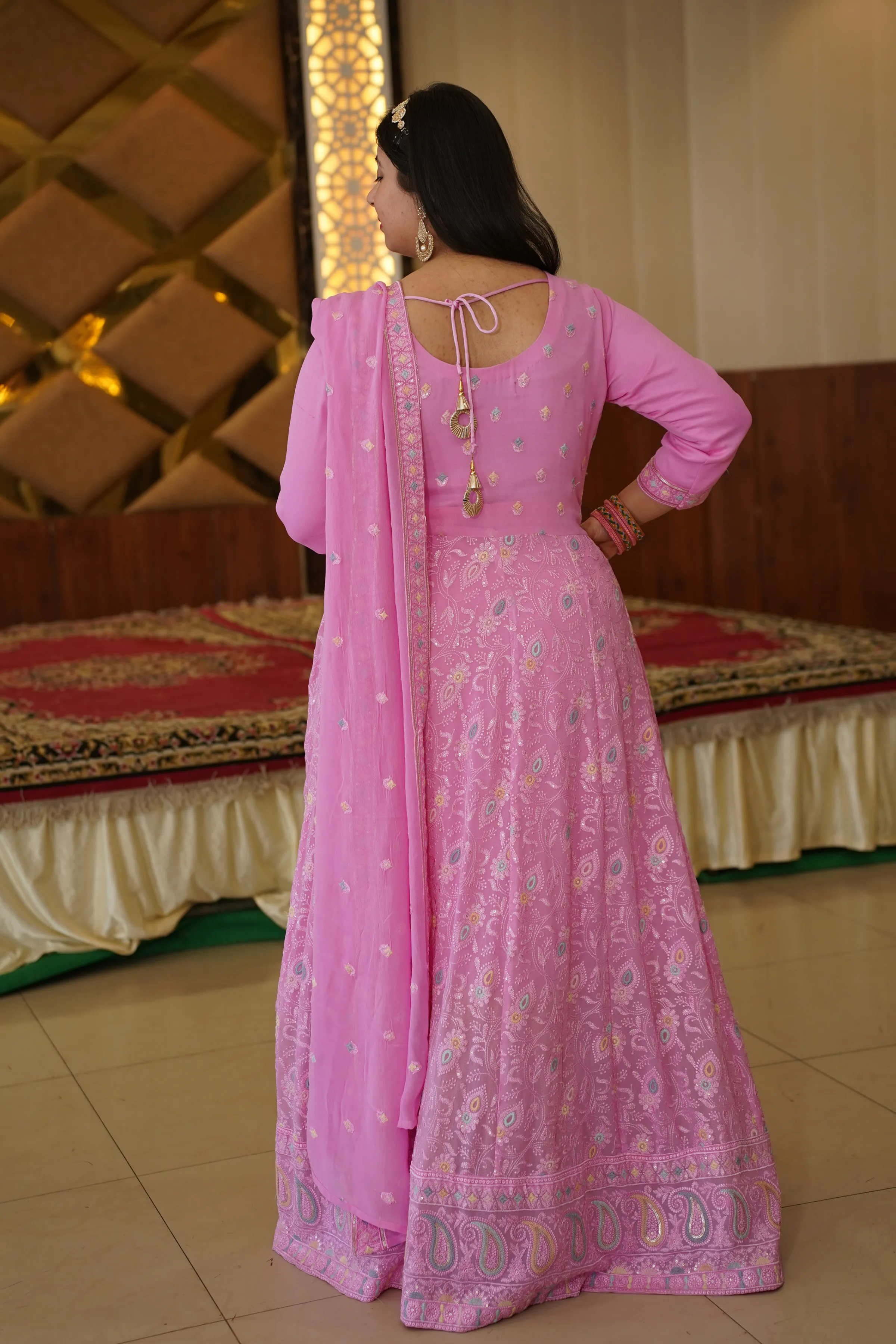 Orchid Pink Georgette Dress with Dupatta