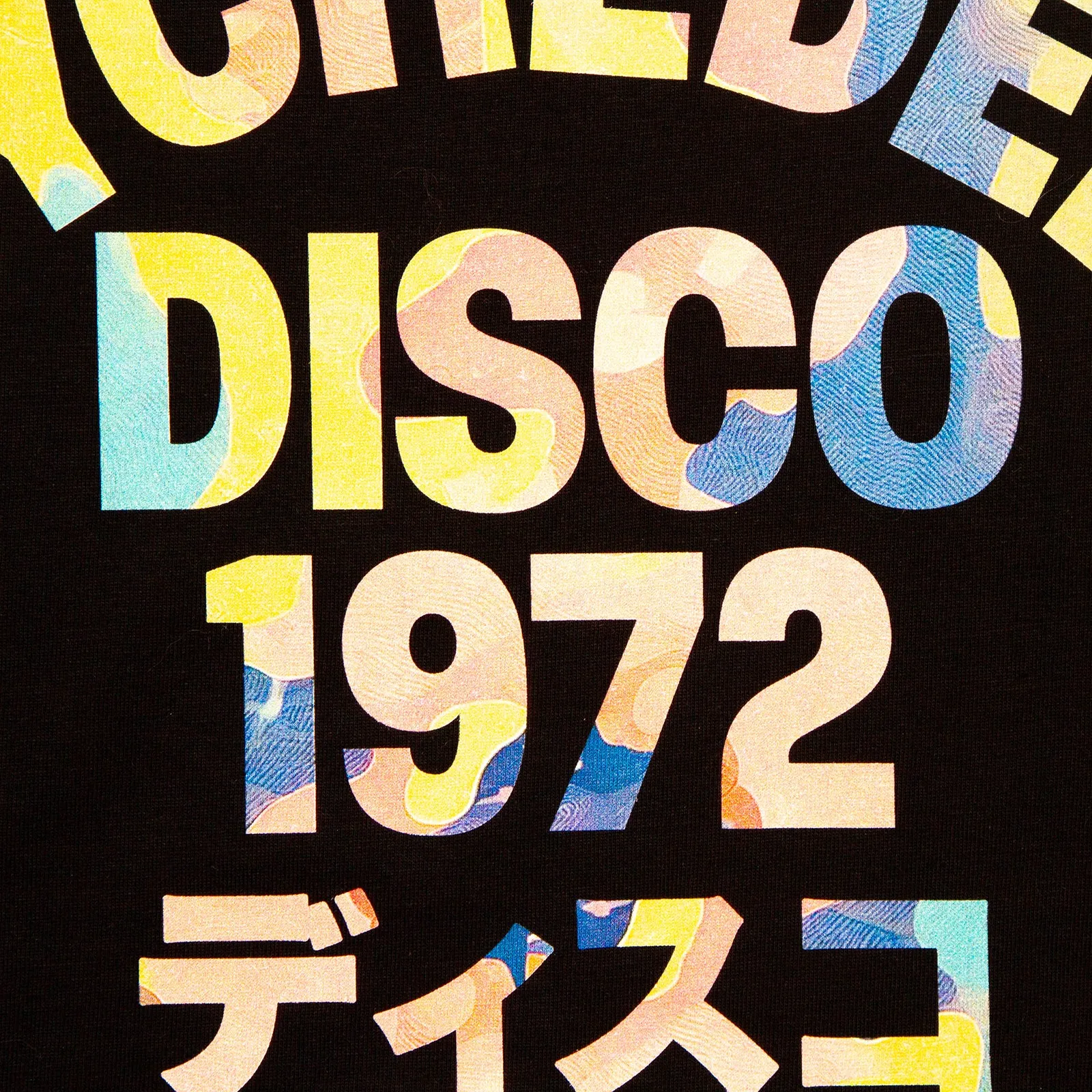 Pastel Camo 1972 Psychedelic Disco Front Print - Tshirt - Black