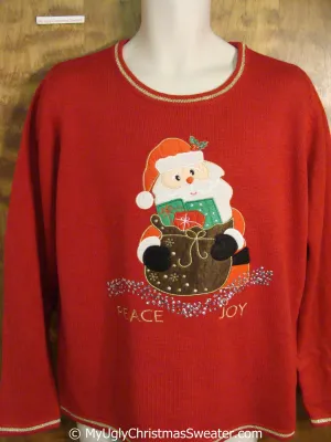 PEACE and JOY Red Tacky Christmas Sweater