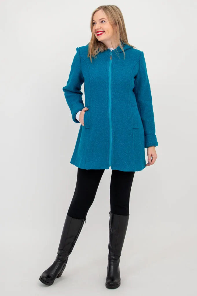 Pender Coat, Teal, Boiled Wool