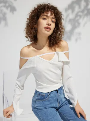 Plain Split Sleeve Rib Top