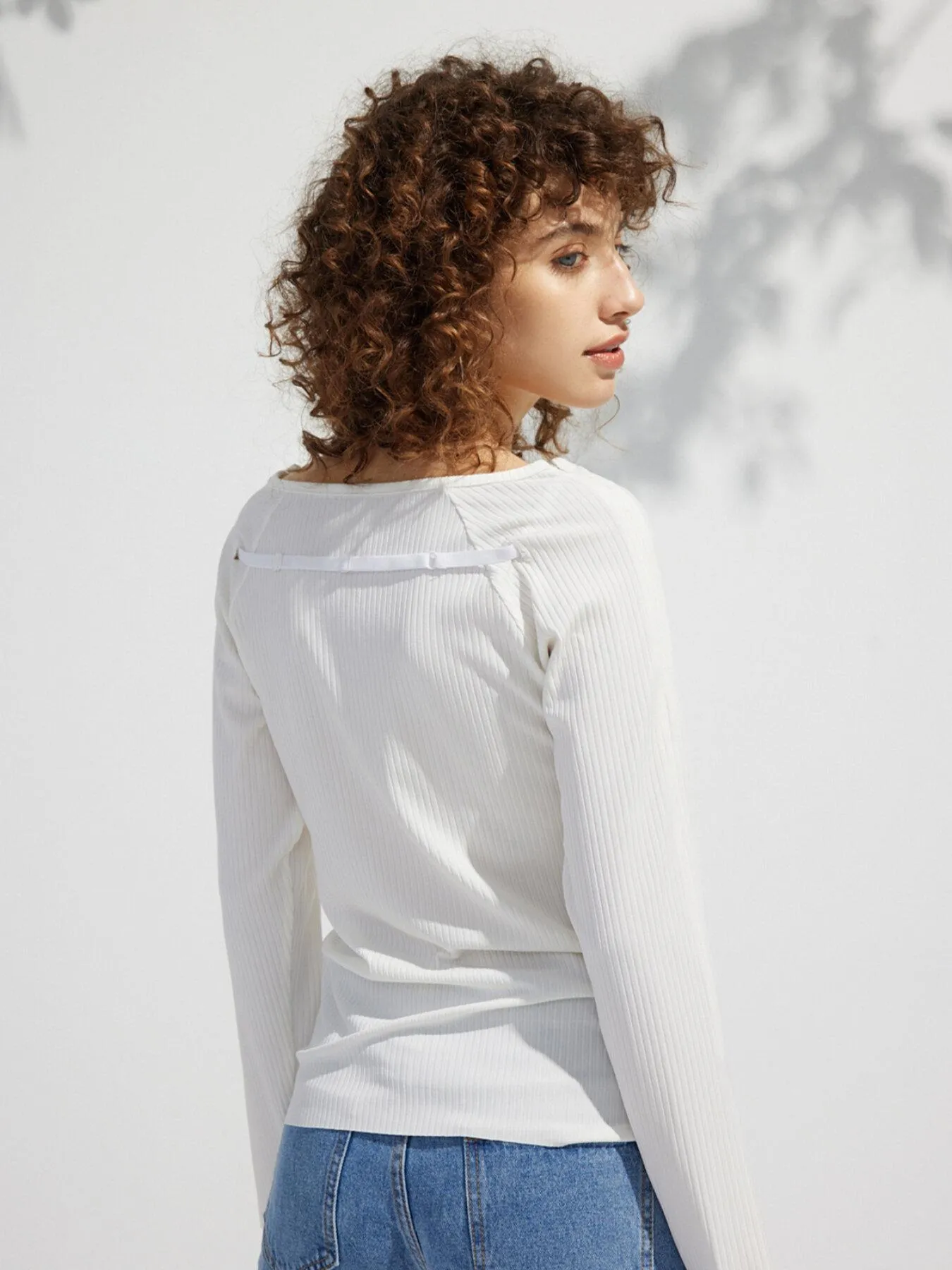 Plain Split Sleeve Rib Top