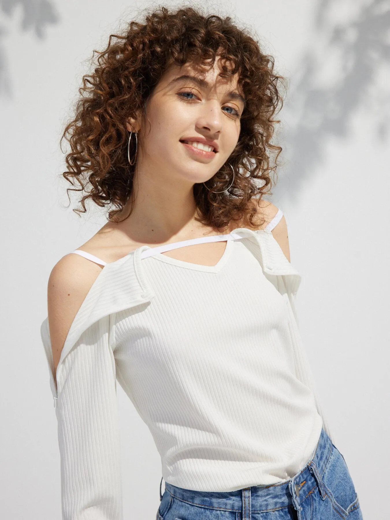 Plain Split Sleeve Rib Top