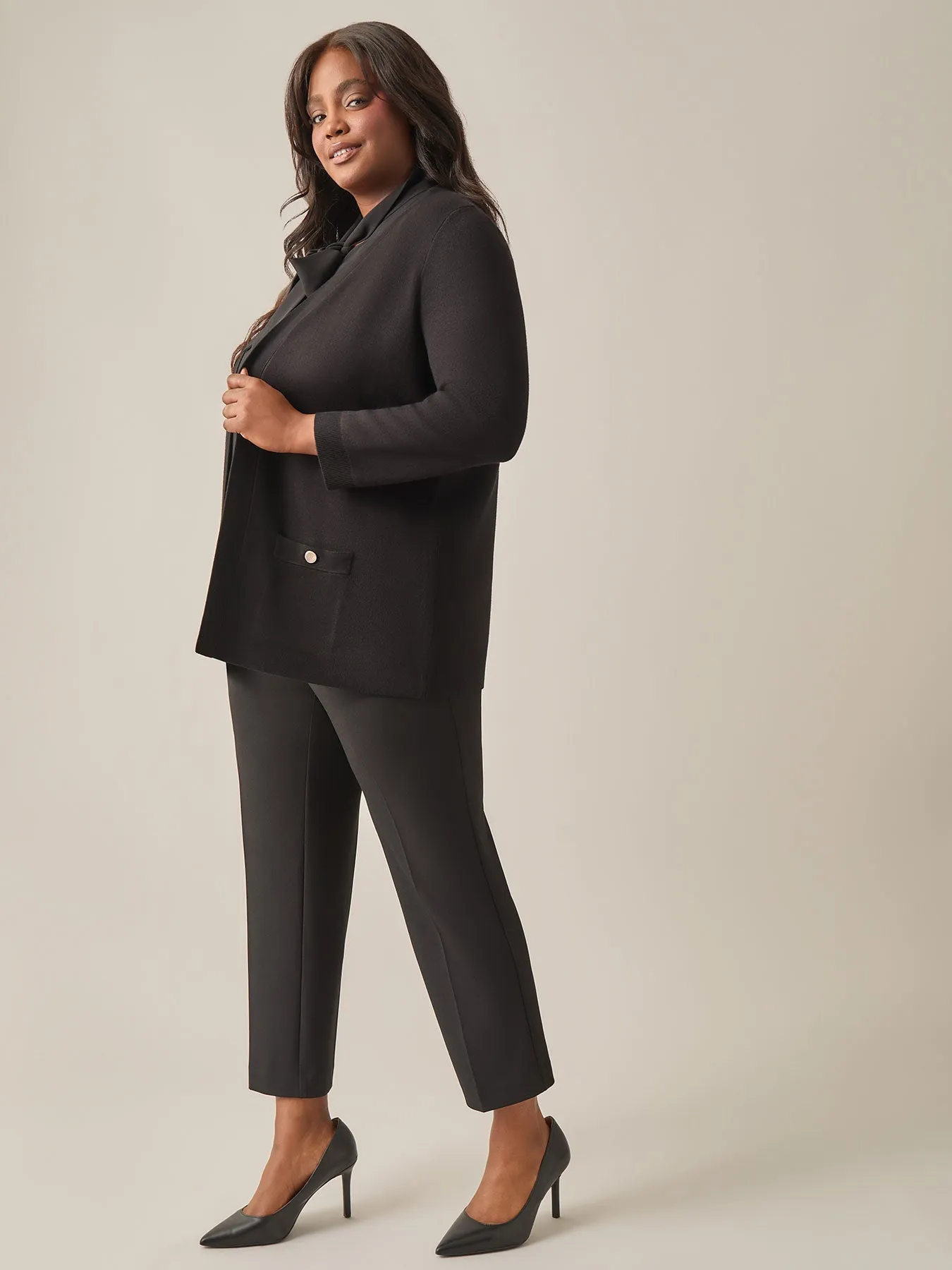 Plus Size Open Front Cardigan, Black