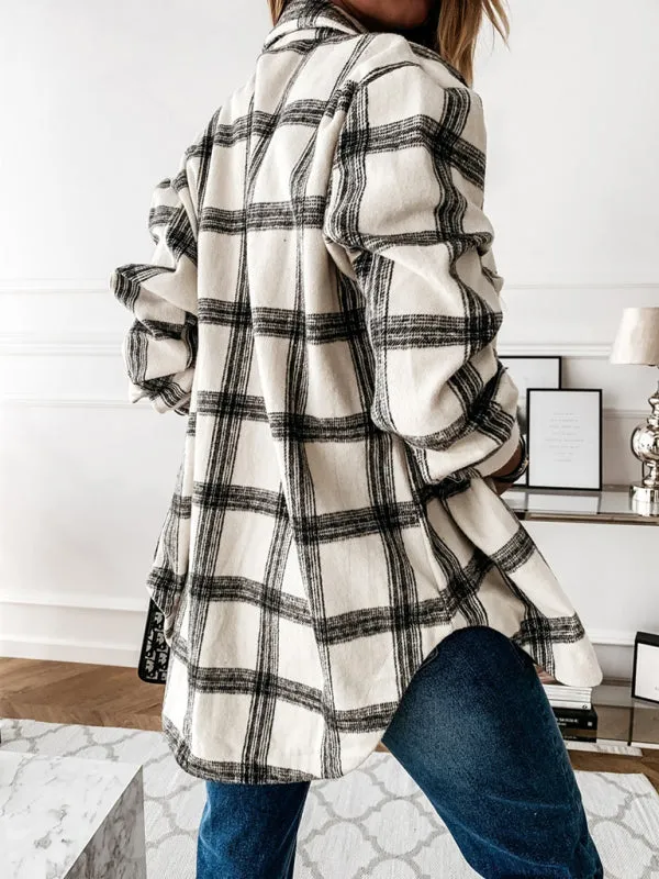 Plush Plaid Cardigan Jacket