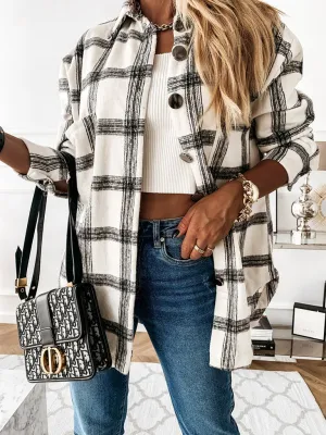 Plush Plaid Cardigan Jacket