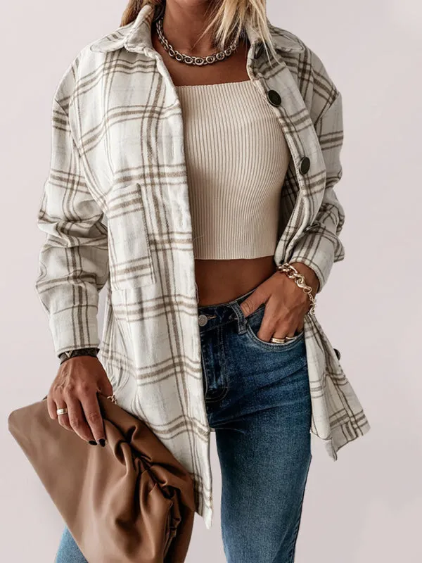 Plush Plaid Cardigan Jacket