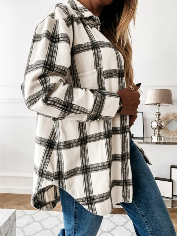 Plush Plaid Cardigan Jacket