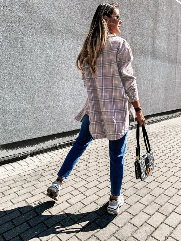 Plush Plaid Cardigan Jacket