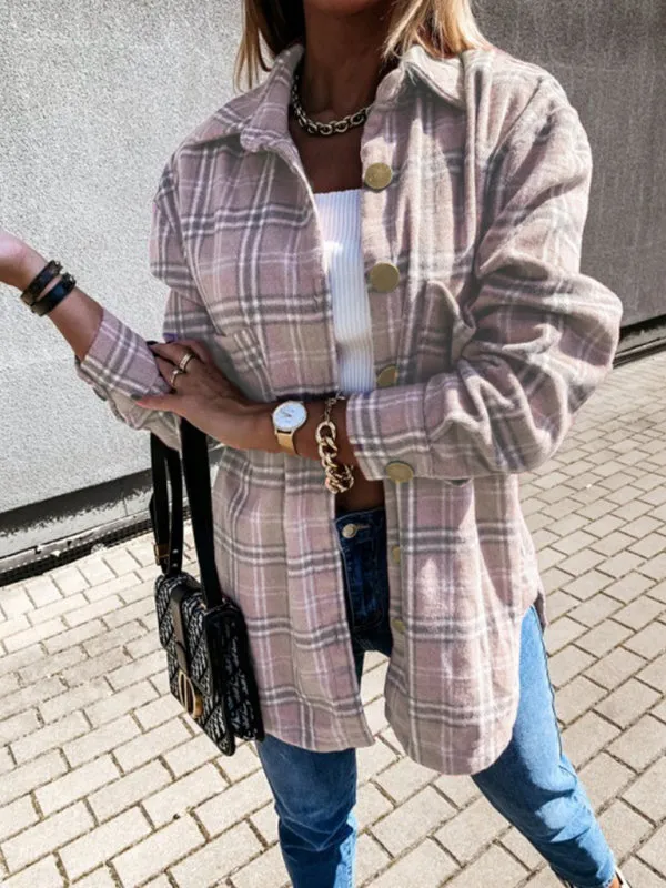 Plush Plaid Cardigan Jacket