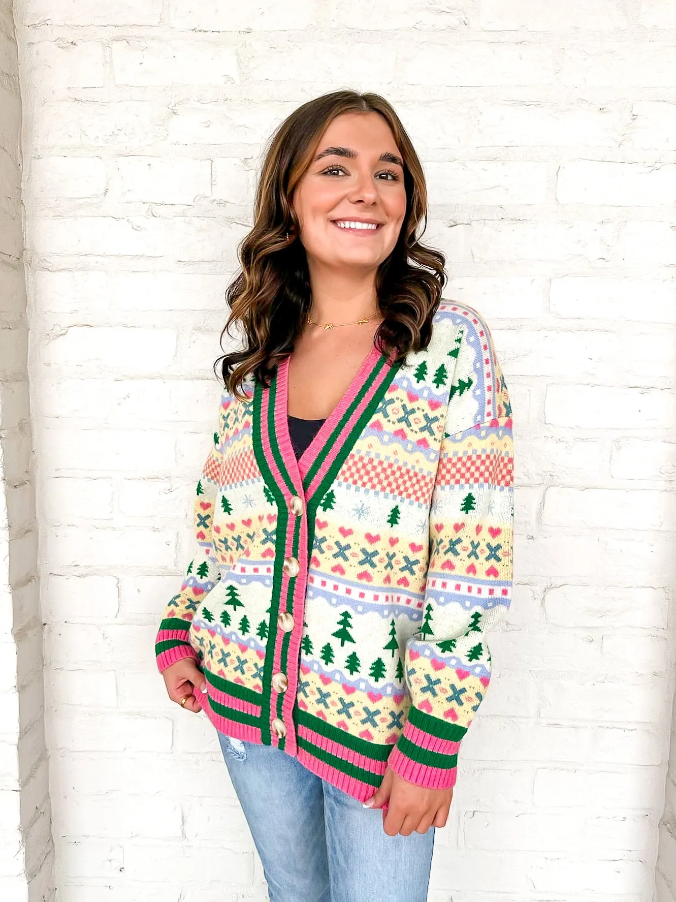 Queen Of Christmas Print Cardigan Multi