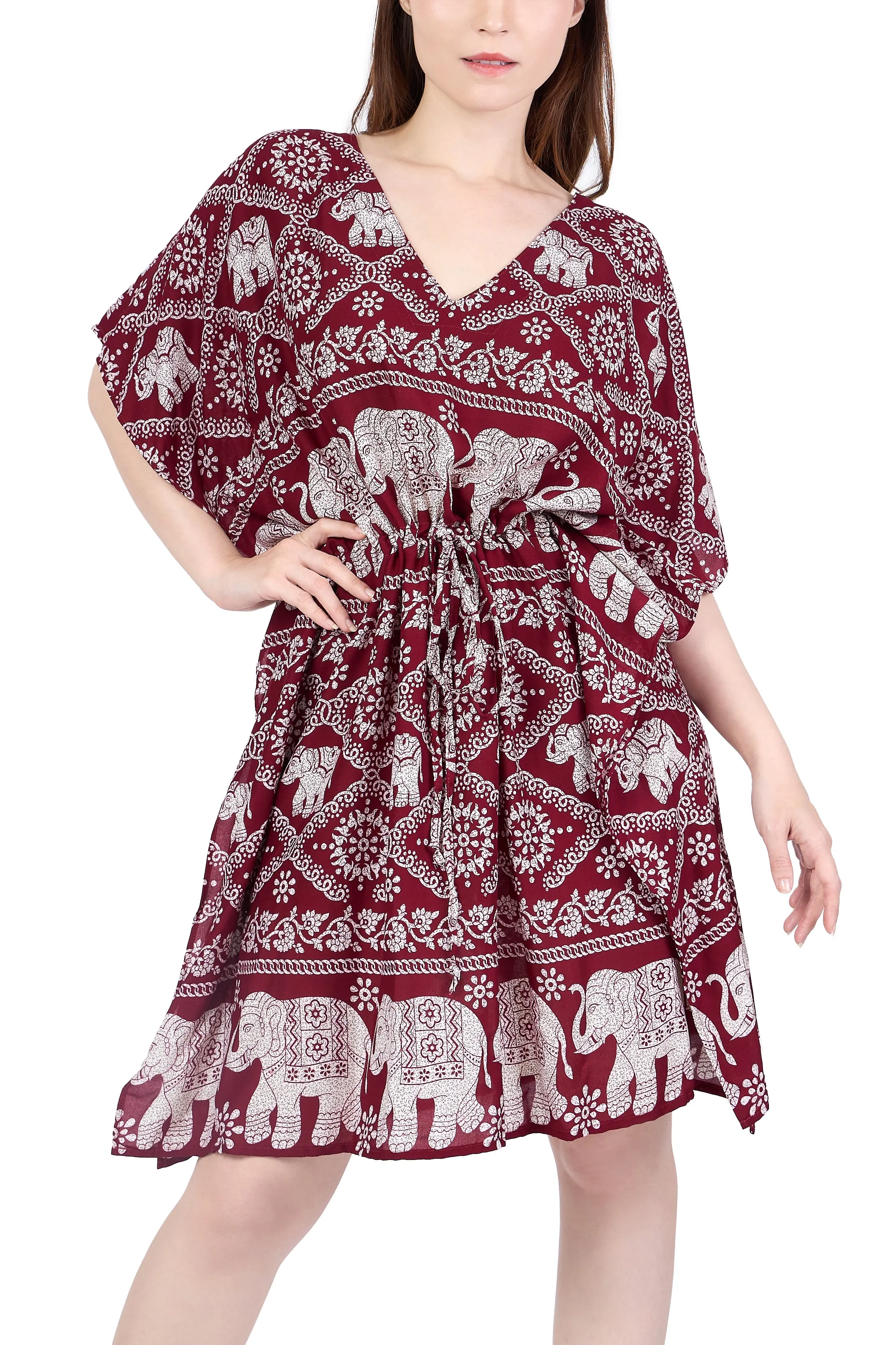 Rayon Boho Tops for Women One Size - Kimono - Burgundy