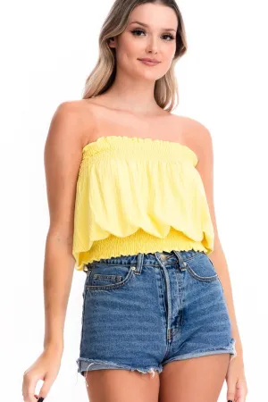 RIBBED SMOCKED TUBE TOP