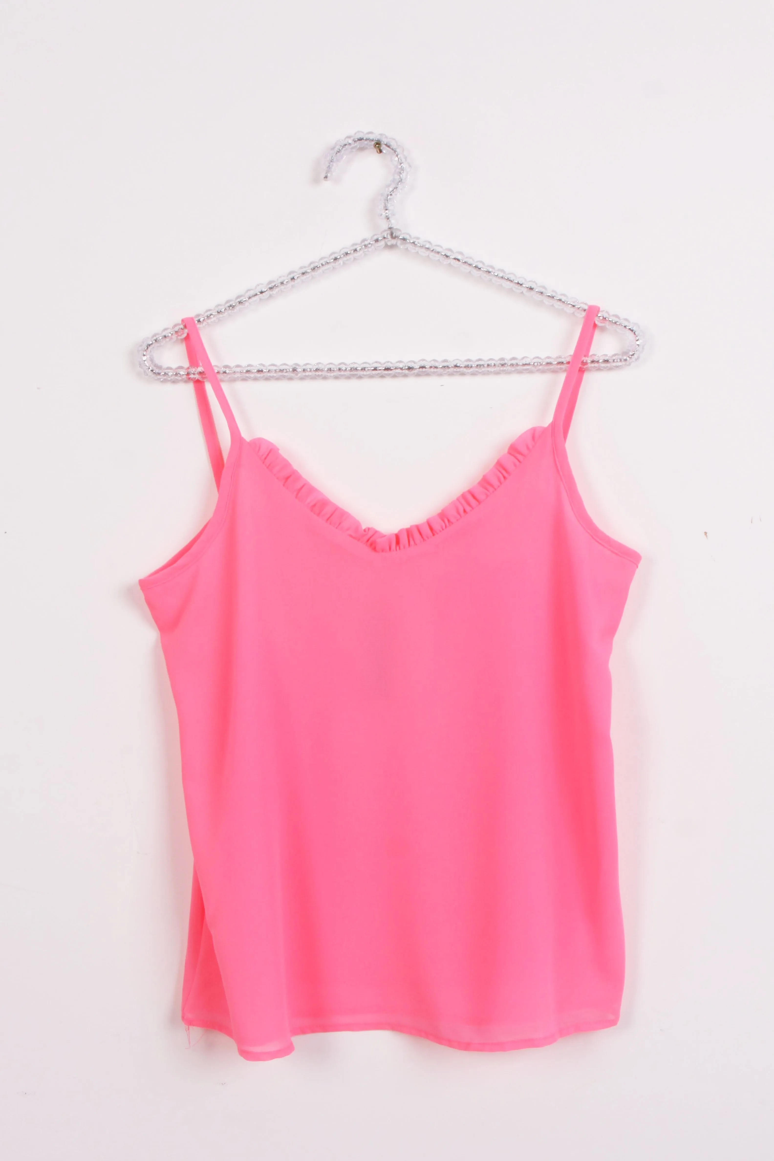 Ruffle V Neck Strappy Floaty Cami Vest Top