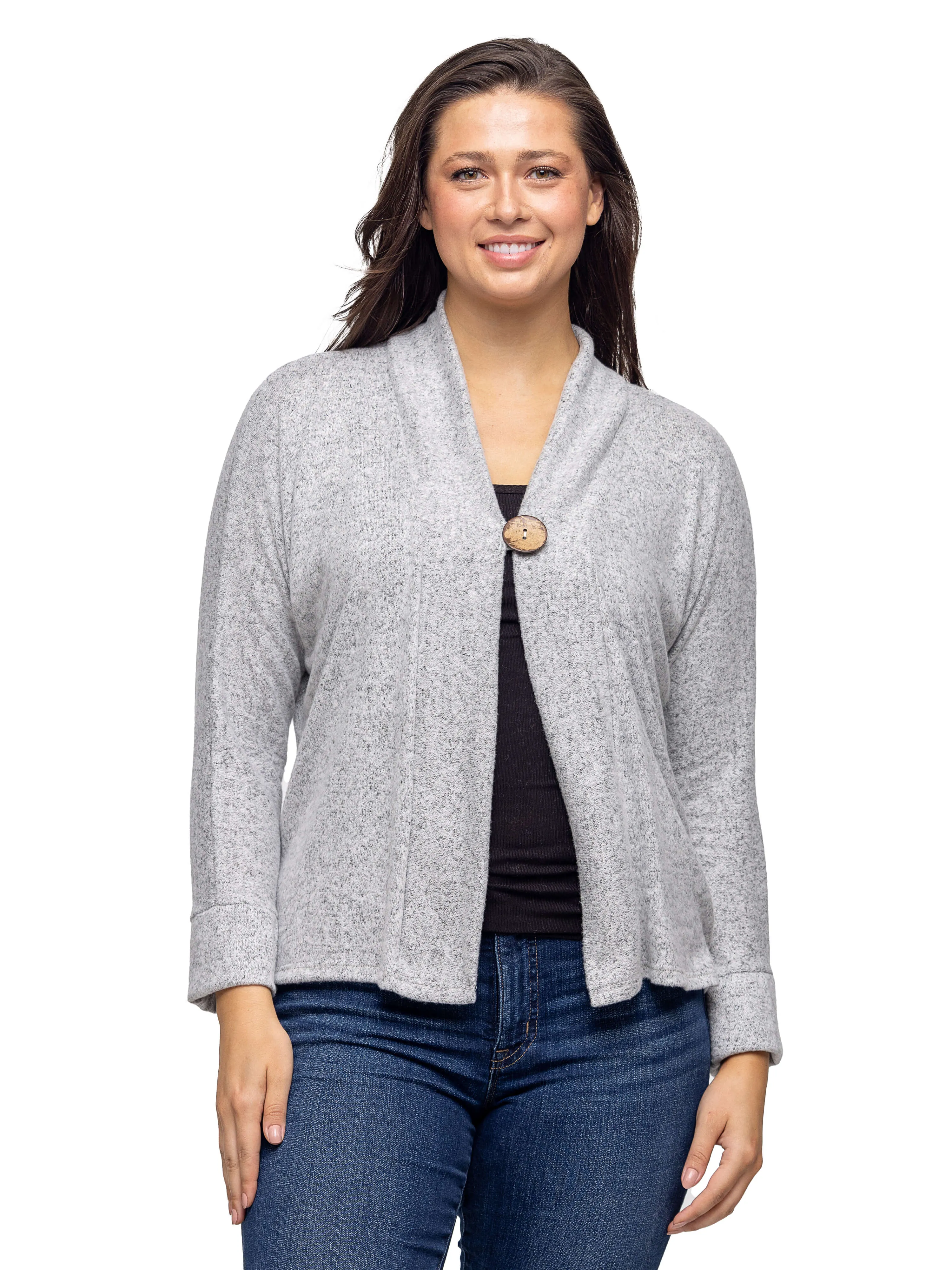 Single Button Front Long Sleeve Womens Cardigan