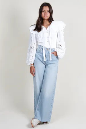 SOFIE THE LABEL | Cotton-Poplin Embroidered Blouse- Off White