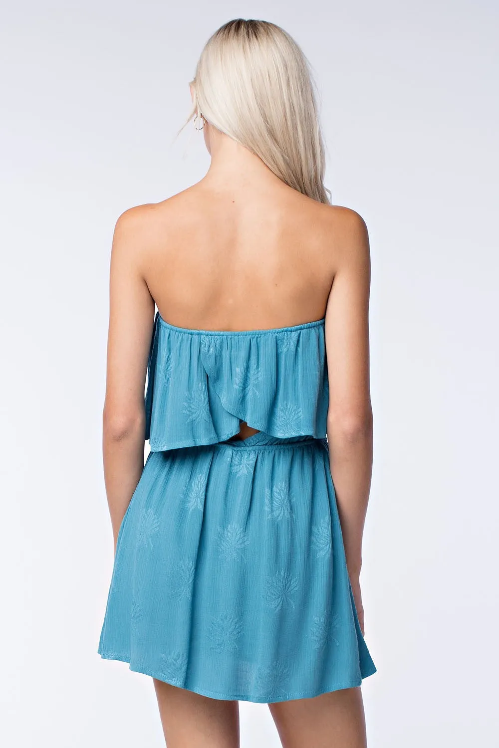 Strapless Two-Tier Wrap Dress, Seafoam