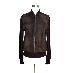 Suede Brown Bomber Jacket - L