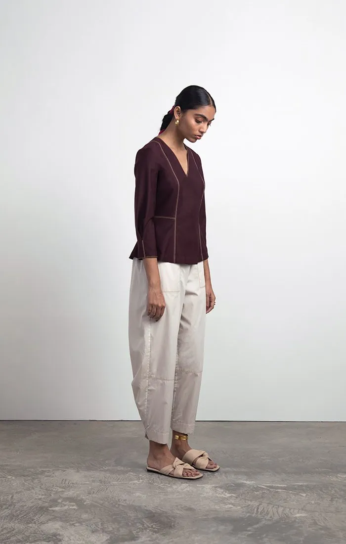 Tailored Blouse with Opening Pleats