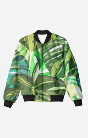 The Green Leaves - Unisex Printed Bomber Jacket with Pockets