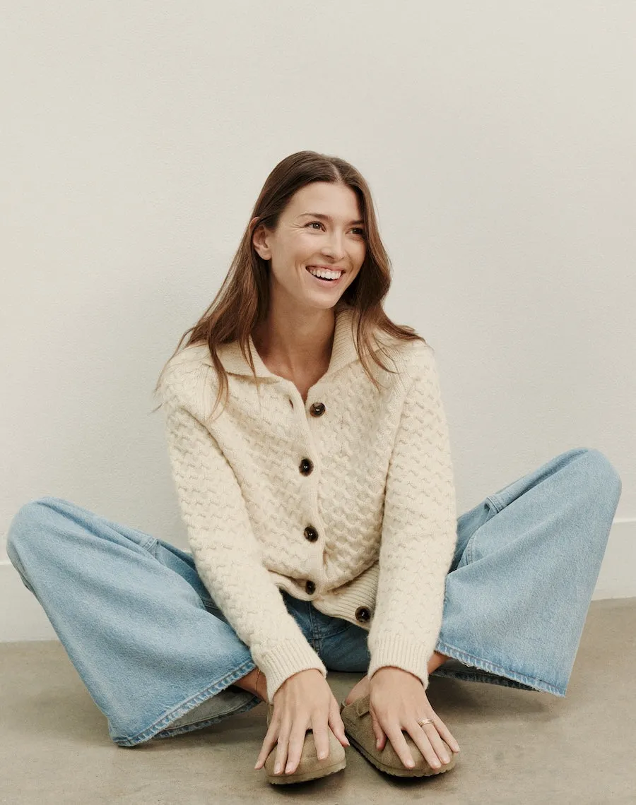 The MAREE CARDIGAN - Undyed Ecru x Repaired, Renewed