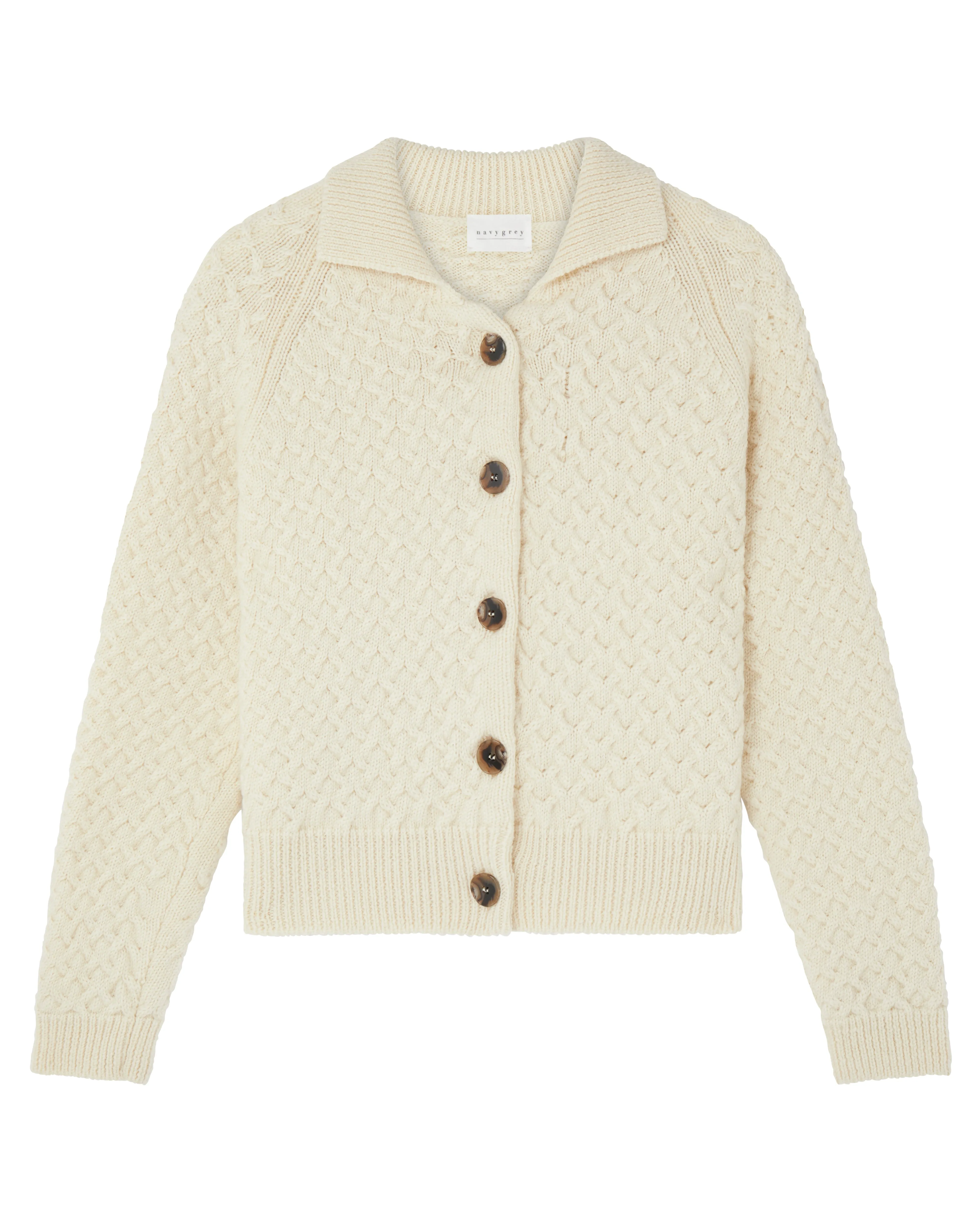 The MAREE CARDIGAN - Undyed Ecru x Repaired, Renewed