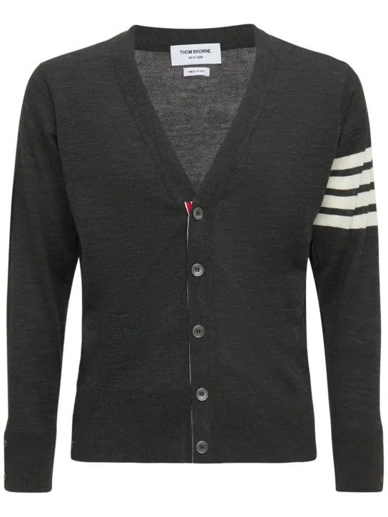 Thom Browne   4-Bar Wool fine knit cardigan 