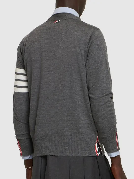 Thom Browne   4-Bar Wool fine knit cardigan 