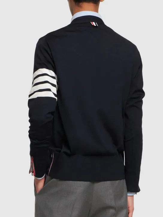 Thom Browne   4-Bar Wool fine knit cardigan 