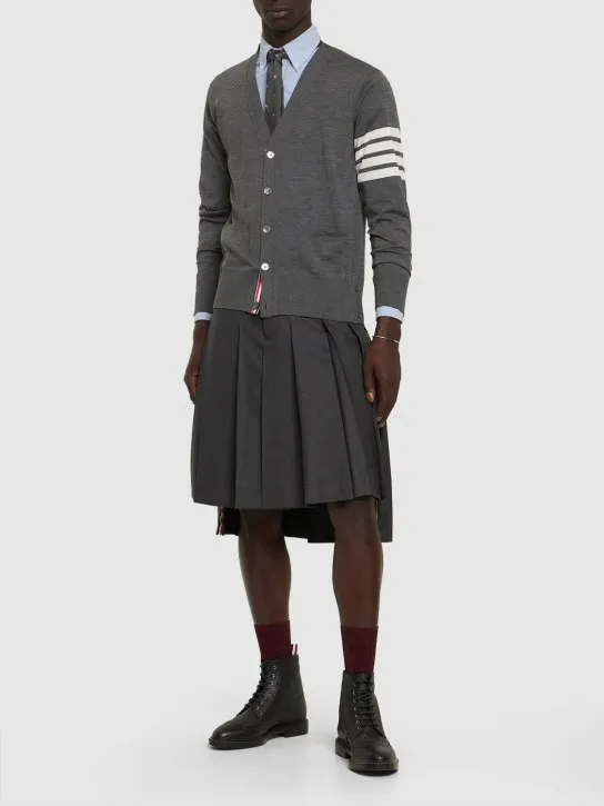 Thom Browne   4-Bar Wool fine knit cardigan 