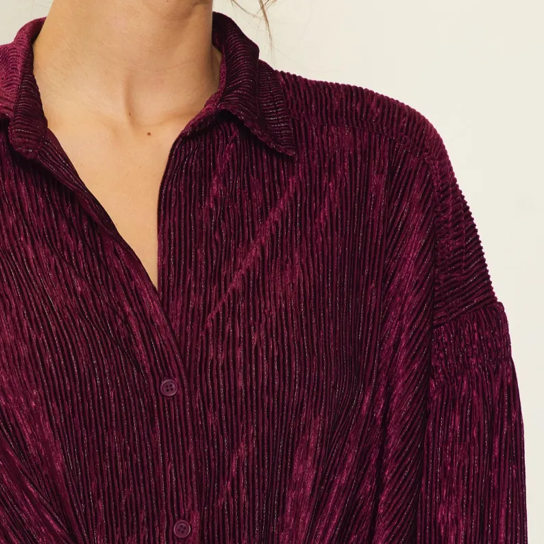 Timeless Babe Textured Velvet Button Down Shirt