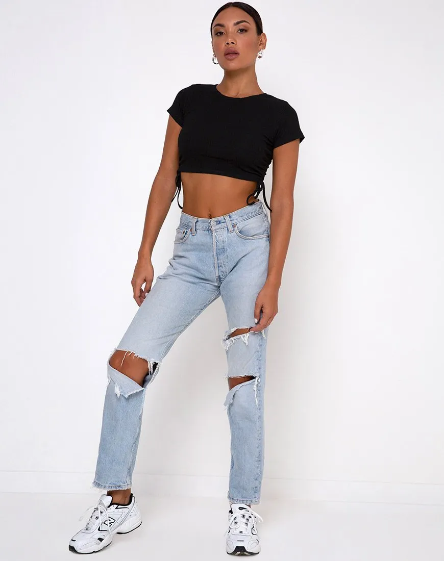 Tiner Crop Top in Rib Black