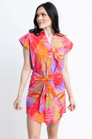 Tropical Palm Wrap Dress